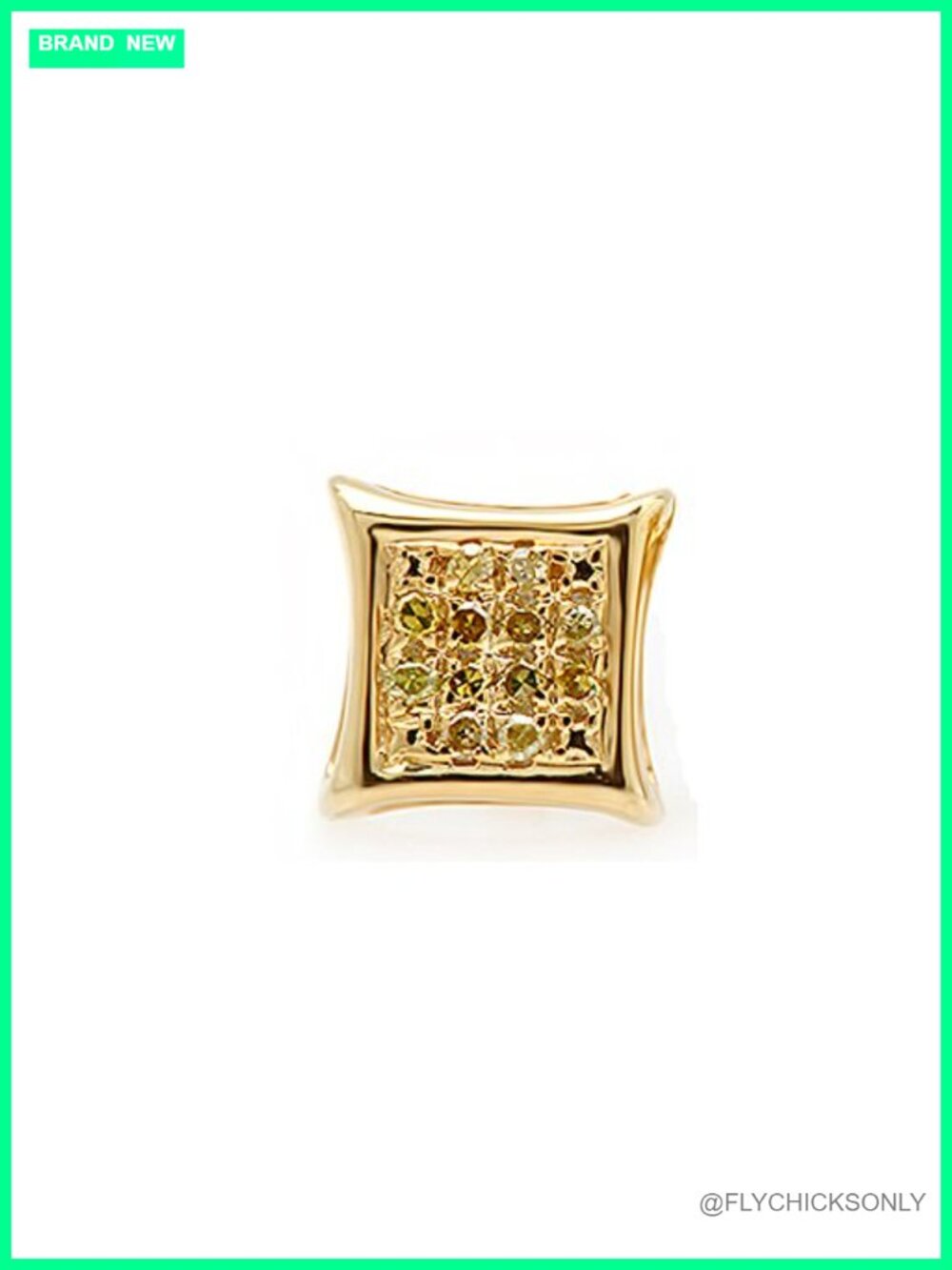 10K Solid Yellow Gold 0.05ct Yellow Diamond Stud Earring Unisex